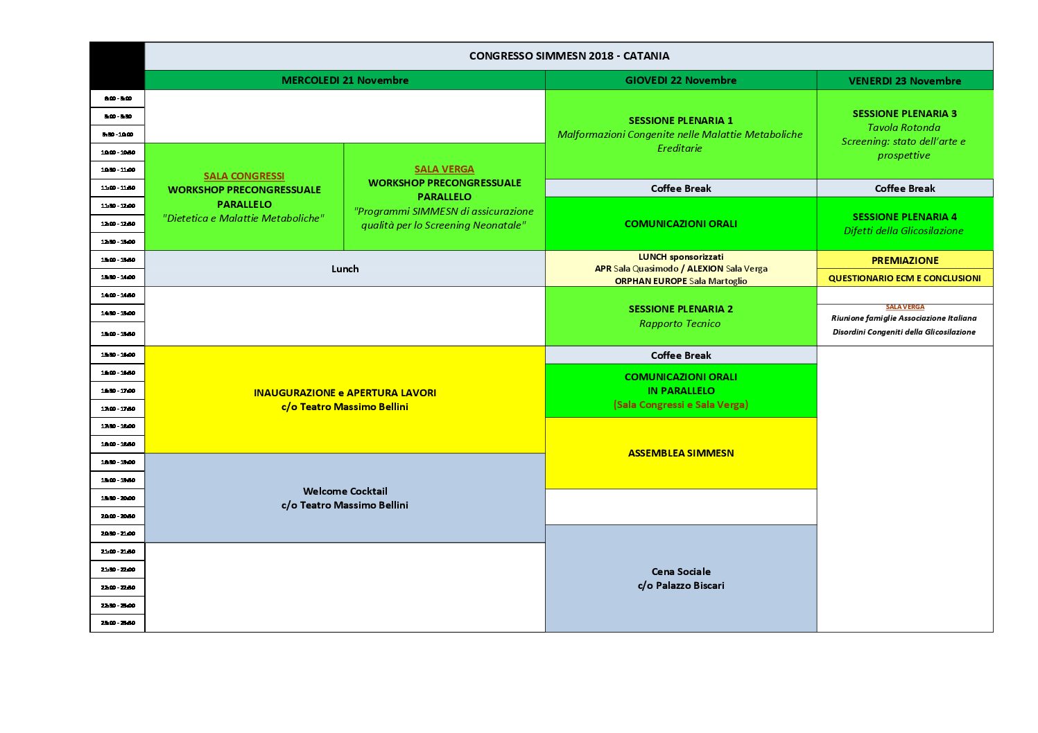 Programma generale · SIMMESN 2018